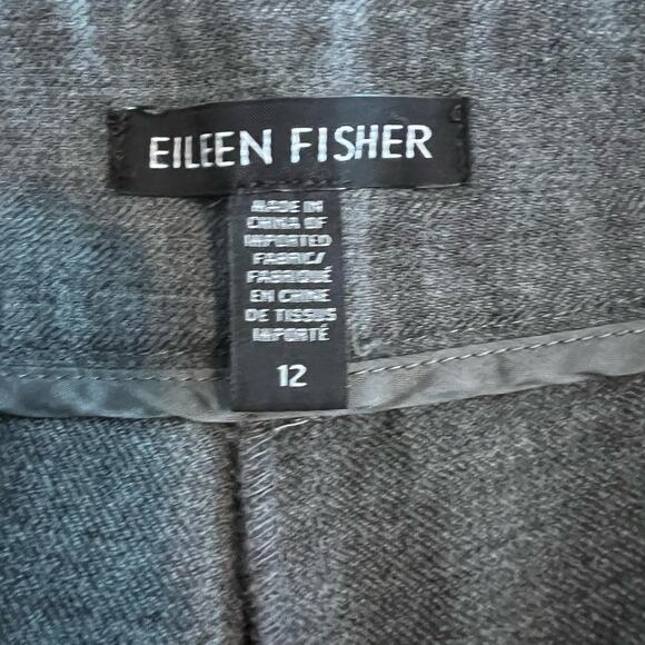 EILEEN FISHER Women's Wool Charcoal Gray Cuffed Dress Wide Leg Pants Sz 12 - Picture 8 of 9